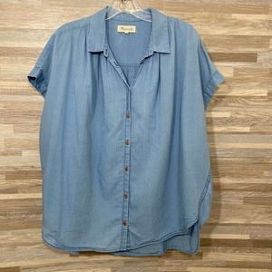 Madewell Women's Central Shirt Oversized Button Down Indigo, Large